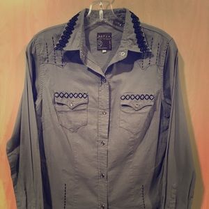 Western style pearl button up
